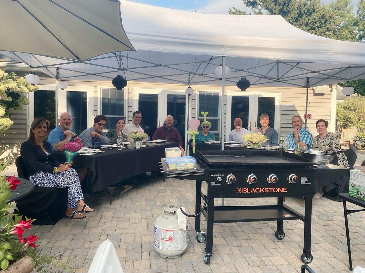 Hibachi party setup by the water in Connecticut
