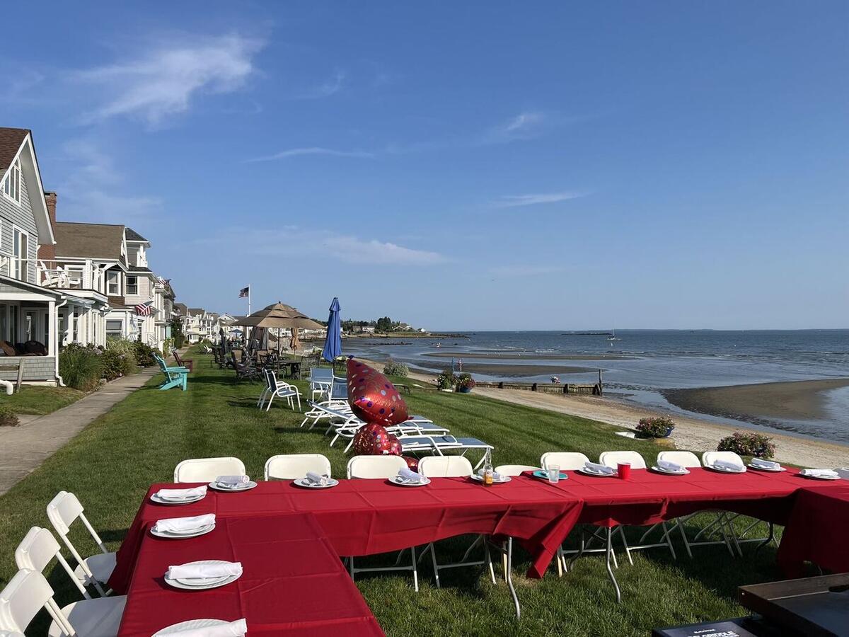 Waterfront hibachi dinner party on a Connecticut deck